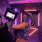 Imagen de Flor de Rap en la grabación del videoclip de "Don't stop"